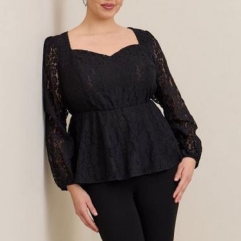 Torrid Black Lace Peplum Top (Goth Romantic Vampy Witchy WhimsiGoth)